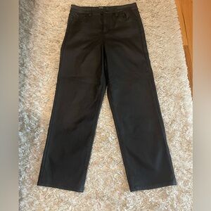 Liverpool crop, high-rise straight, black coated jeans